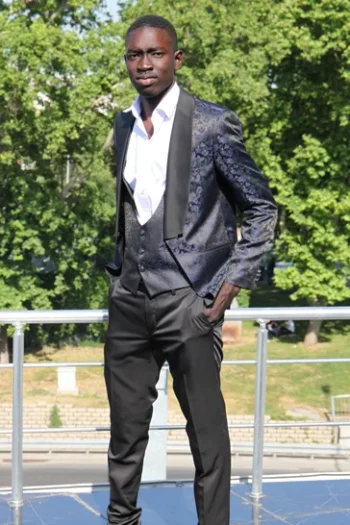 Black Shiny Suit with Black Shirt